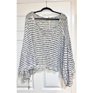 Black and White Distressed Pull-over Sweater by We the Free